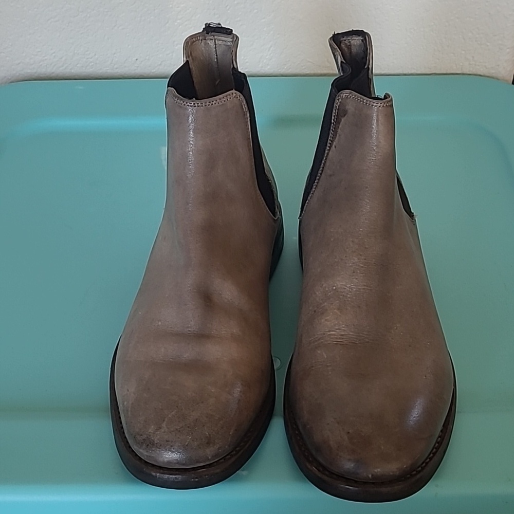 Frye Gray Leather Slip-on Ankle Boots Size 8.5 - Picture 2 of 7